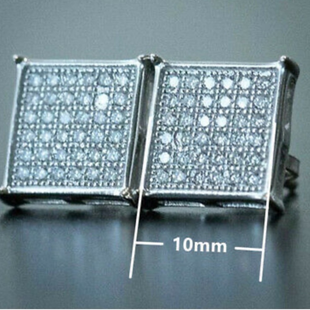 NEW Square 925 Sterling silver Stud Earrings - Picture 2 of 4